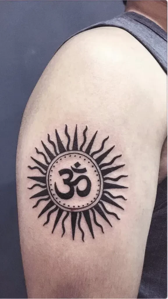 Small Om Symbol In Tribal Sun Tattoo Photo  Tattoo Png  600x596 PNG  Download  PNGkit