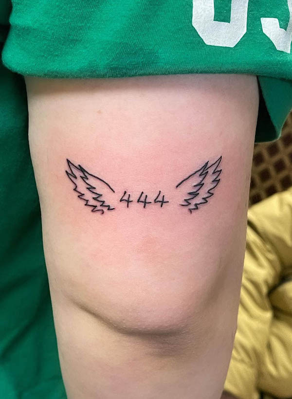444-angel-number-tattoo with wings