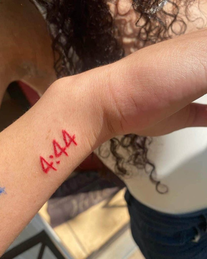444 tattoo on arm