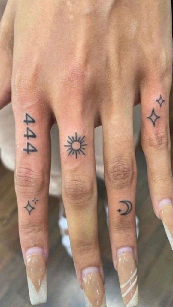 444 tattoo on fingers