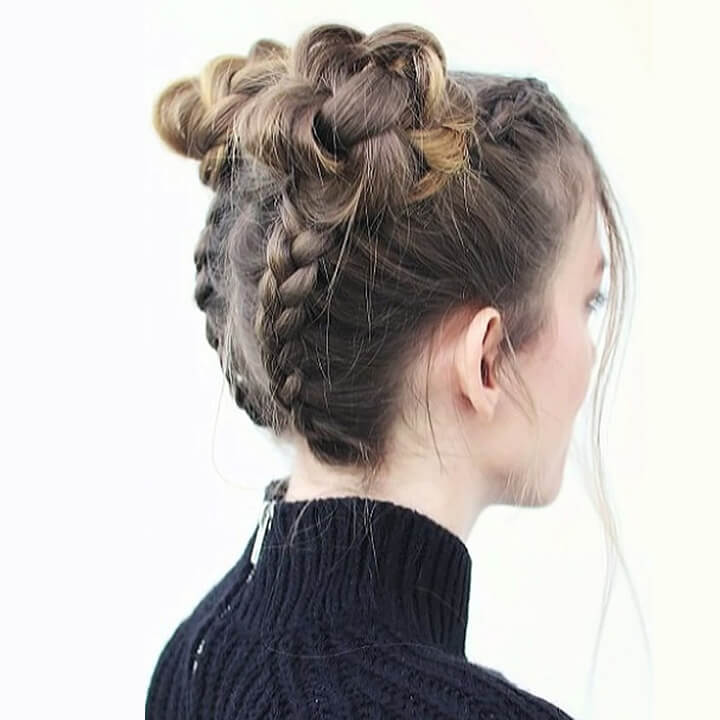 Braided Space Buns with Beads