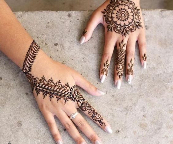 Simple back hand karwa chauth mehandi design 3